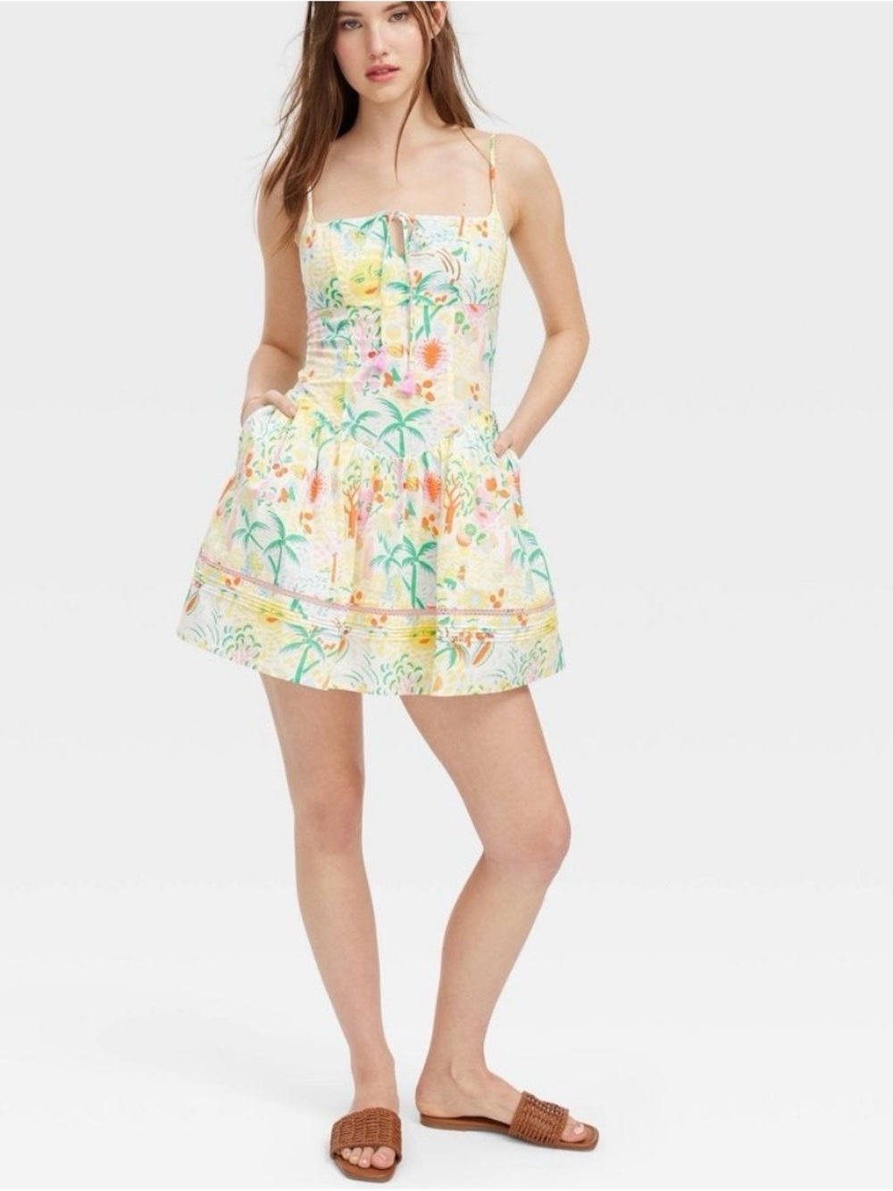 NWT Roller Rabbit x Target Vacation Drop Waist Mini Dress Yellow/Green